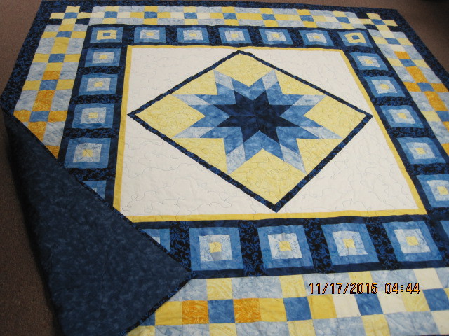 Blue & Yellow Star Quilt #6-1273