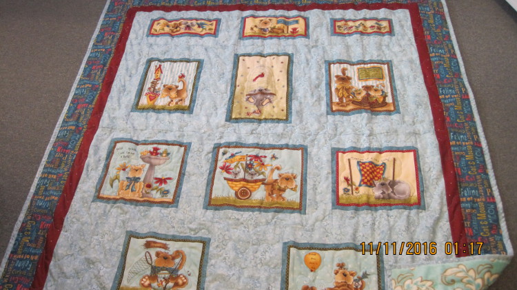Cat panel quilt #6-1305