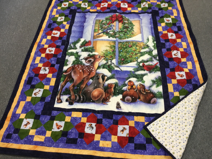 #6-1564 Christmas animals panel quilt