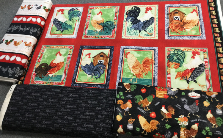 K&L rooster print fabrics from Henry Glass